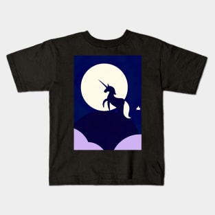 Moon Unicorn Minimal Kids T-Shirt